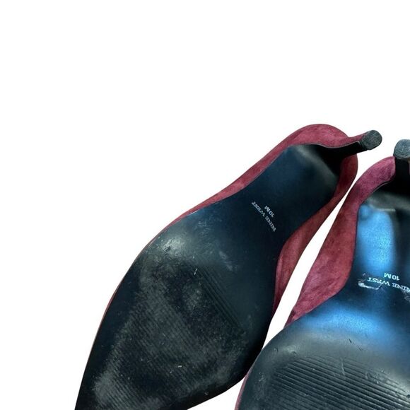 Nine West Finlay Burgundy Brick Red Suede Leather Pointed Toe Pumps - Picture 6 of 8